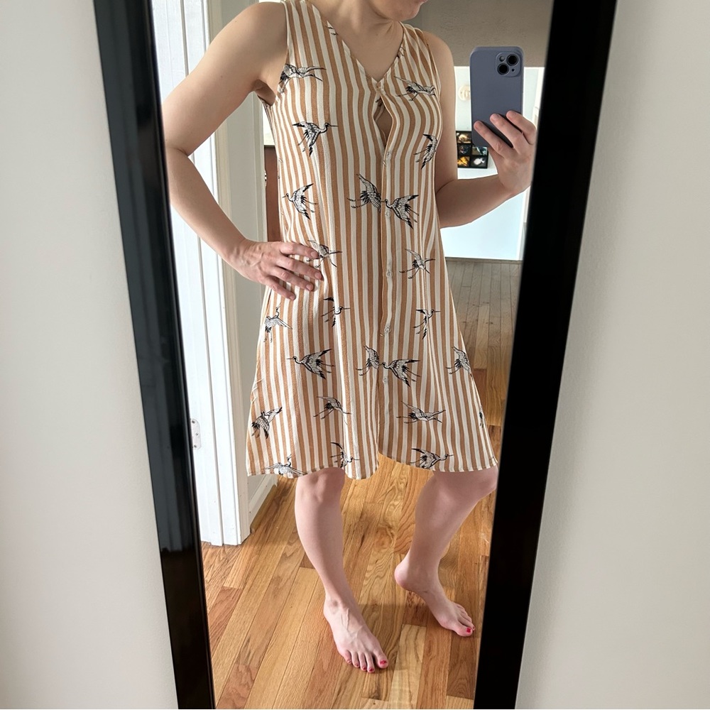 EUC YAK & YETI Lightweight Striped Bird Dress